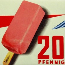 SCHÖLLER Eiskrem = Altes Eiskarten Steckschild Nürnberg um 1955 PERFEKT und RAR