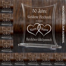 Aufsteller Hochzeitstag mit Gravur Geschenk Auswahl Paar Liebe Doppelherz Gravur