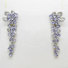 Tansanit Cubic Zirkonia Ohrringe 925 Silber 585 Weißgold vergoldet