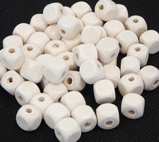 100 Natur Holzperlen Farblos 10mm Würfel 4mm Loch Schmuck Bastelholz Perlen H118