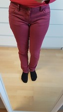 Damen lange Hose Jeans Stoff Gerades Bein Orsay Gr. 34 weinrot 