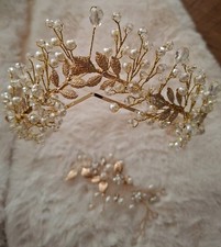 Hochzeit Tiara Krone Diadem, Passende Spange für hinten zum Hochstecken, neu, ?