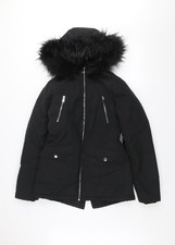 Schwarzer Parka Mantel Damen
