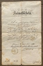 Heimatschein Coburg Herzogtum