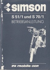 Betriebsanleitung Simson S51/1 und S70/1  mit elektrischem Schaltplan