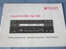 MERCEDES-BENZ BECKER GRAND PRIX 2000 BEDIENUNGSANLEITUNG AUTORADIO W126 124 W107