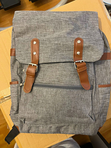 Grau melierter rucksack - grau, mit