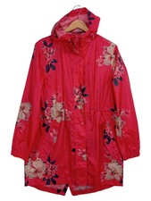 Joules Damen Regenjacke Gr. 40 M Rot Blumenmuster Casual Outdoor Polyester