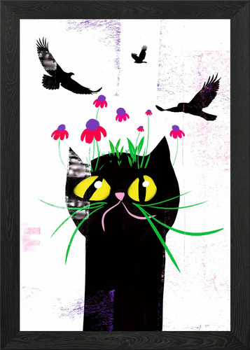 Mystische schwarze katze mit - mystische,