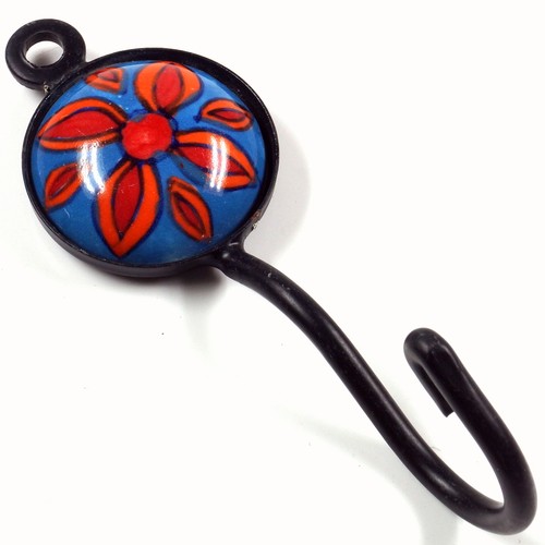 Runder blue pottery wandhaken - blue,
