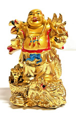 Goldene Happy-Buddha Figur mit