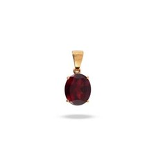 Solid 14K Gelbgold Natürlich Red Garnet Solitaire Januar Geburtsstein Anhänger