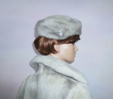 Echt Nerz Pelzmütze für Mantel Jacke Vison Norka Saphir Silber Blau M