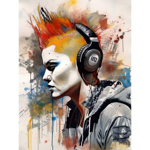 Edgy young punk woman red - edgy,