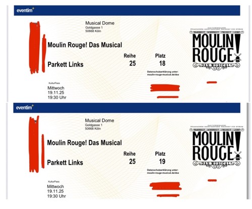 2x musical tickets - musical,