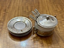 Vintage Zuckerdose Monopoli Italy + Set 6 Untertassen und Besteck La San Marco