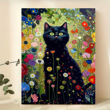 Leinwanddruck katze blumen - ,