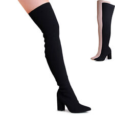 Damen Overknee Stiefel Strick