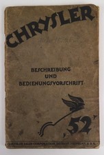 Chrysler Beschreibung und Bedienungsvorschrift 52 USA 1927 deutsch