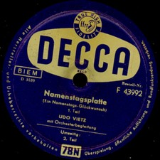 UDO VIETZ  Namenstagsplatte