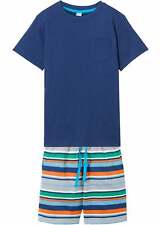 Jungen Shirt und kurze Sweathose Set Gr. 116/122 Mitternachtsblau Weiß Grau Neu