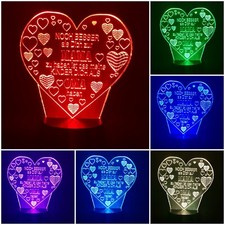LED Tischlampe Hochtzeitsdeko 7 facher Farbwechsel Liebeserkläung Mutter Oma