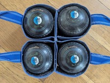 4 x Henselite Emerald Größe 2 Schüssel Bowling Hölzer Kugeln Rasenschalen & Träger