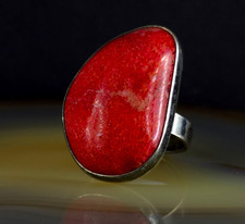 Ring Silber 925 Koralle rot verstellbar ab 17,5 mm - prächtig & attraktiv