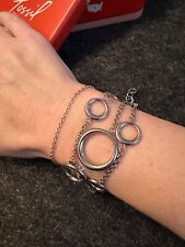 Fossil Armband Armschmuck 3-Stränge mit Kreis Elementen Ringe Stainless Steel
