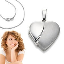 Herz Medaillon Weiß Gold 375