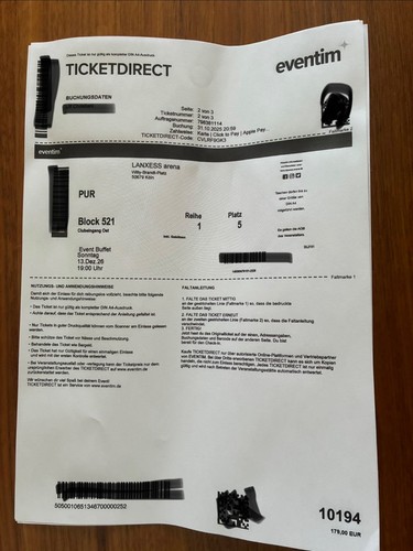 Pur lanxess arena - lanxess, 2x