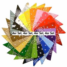 4er Set Bandana Kopftuch Halstuch Stirnband Nickituch Baumwolle schwarz weiß usw