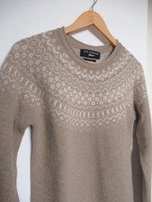 Pullover Norwegerpullover Wolle braun beige creme weiß Paul Costelloe XL 42 L 40