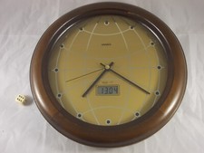 Vintage ANKRA Wanduhr 70er 80er Jahre Design Funkuhr mit LED Datumsanzeige Holz
