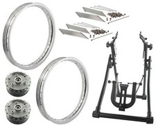 DIY Set 2x Felgen Stahl Radnabe Felgenring Speichen Zentrierständer Simson S51