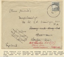 PALESTINE Israel to ENGLAND 1938 SARAFAND Skeleton Pmk on Forwarded Cover LOOK