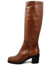 Damen Stiefel 36 Leder Braun Leder Mittlerer Absatz 6 cm Made in Italy