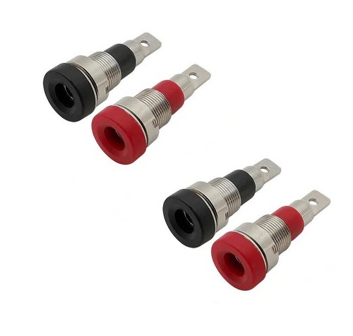 Einbaubuchse 4mm rot - rot, 2x