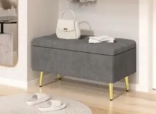 Sitzbank mit stauraum Polsterbank Truhenbank Schuhbank 80x40x45cm in grau