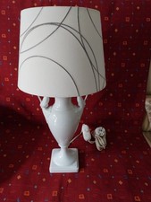  Tischlampe weiß mit Schirm AK Kaiser Porzellan Schwanenhals Höhe 48 cm