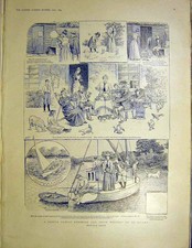 Alter antiker Druck Scotch Familie Robinson Holiday Island Skizzen Ralston