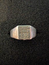 Antiker "Basque Coat Of Arms" Silber Ring - Frankreich - Zazpiat Bak - Ca. 1900