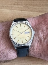 Seltene Vintage Quarzuhr Dugena 35mm Gehäuse läuft 70er Jahre 