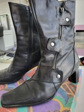 Elegante Damen Stiefel Leder schwarz mit Nieten Gr. 39,5 Roby & Pier Venezia