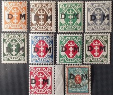 Freie Stadt Danzig, Dienstmarken, MiNr. D1-14 nicht komplett + Nr. 33, (*)+gest.