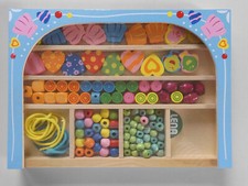 Holzperlen Fädelspiel Kinder Schnullerketten basteln Holzkassette "LENA"