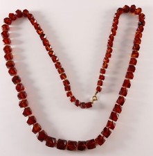 Collier Bernstein Kette  Orange  Vieleck geschliffen