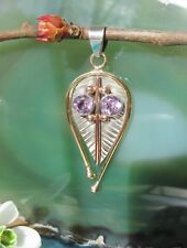 K Gesicht Augen aus lila Amethyst Stein des Februar Anhänger Sterling Silber 925