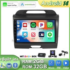 9" Android 14 Autoradio Carplay GPS Navi DAB+ Kam Für KIA SPORTAGE SL 2010-2015