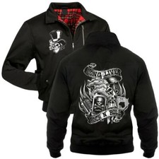 Herren Winter Harrington Jacke Long live Rockn Roll Rockabilly Oldschool biker